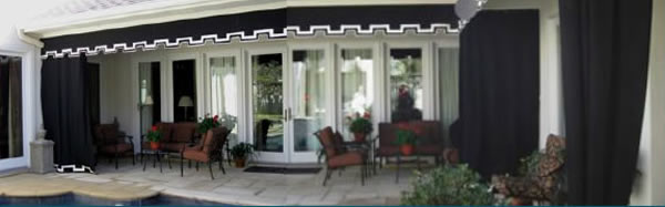 Patio Awning with outdoor curtains